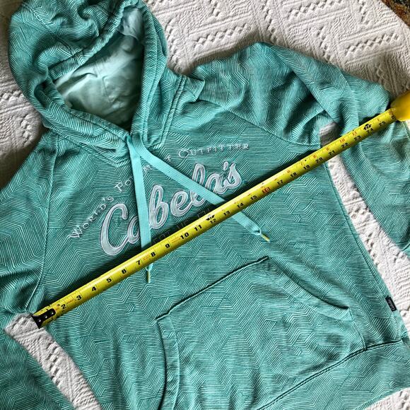 Cabela’s Embroidered Logo Hoodie Womens Small Teal Fleece Lined Gorpcore Outdoor - Picture 9 of 9
